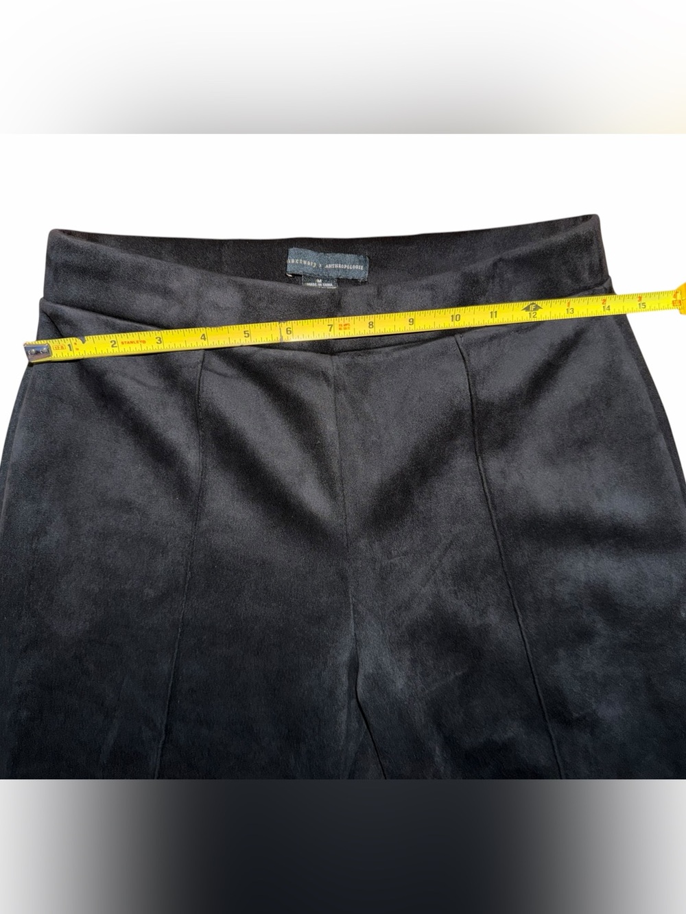 Sanctuary Lana Flare Pants Black Vegan Suede Pull On Trouser M Anthropologie - Picture 3 of 6
